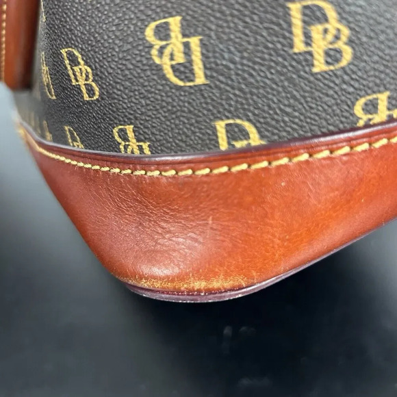 Dooney & Bourke Brown/black Gretta Perry Satchel DB Logo EUC - Picture 16 of 16
